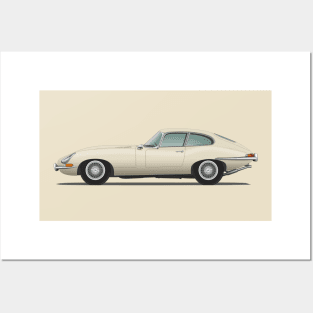 Jaguar E Type Fixed Head Coupe Old English White Posters and Art